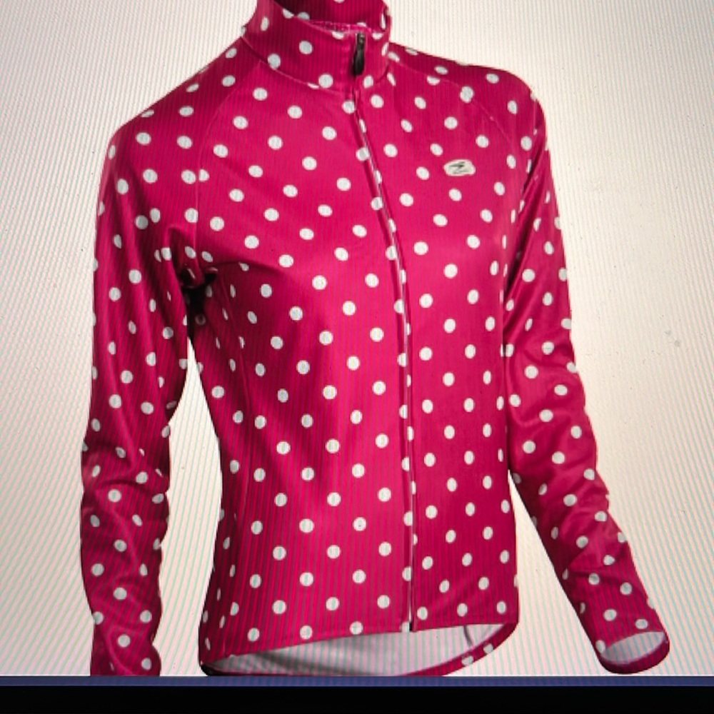 Sugoi Evolution long sleeve bike jersey Sangria Pale Vista Polka dot